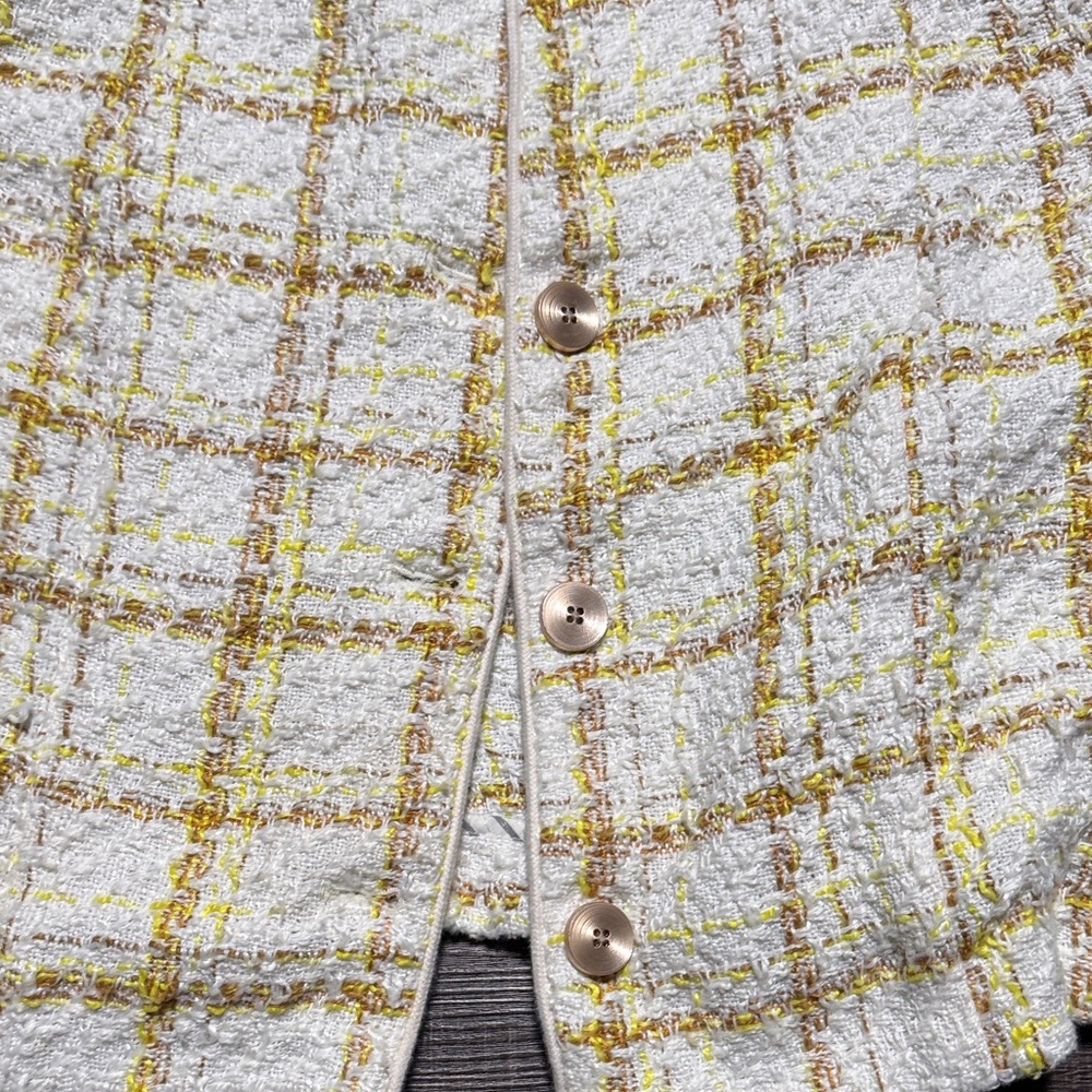 CAbi Women's Yellow and White Plaid Blazer - Picture 8 of 12